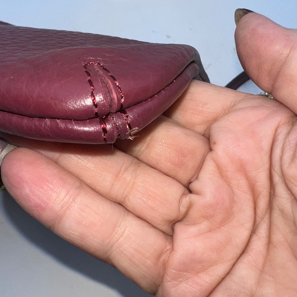 Lodis Burgundy Pebble Leather Crossbody Bag Gold Chain Strap Zip Top - Picture 11 of 11